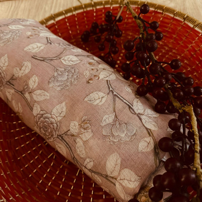 Blushing Peach floral print cotton linen